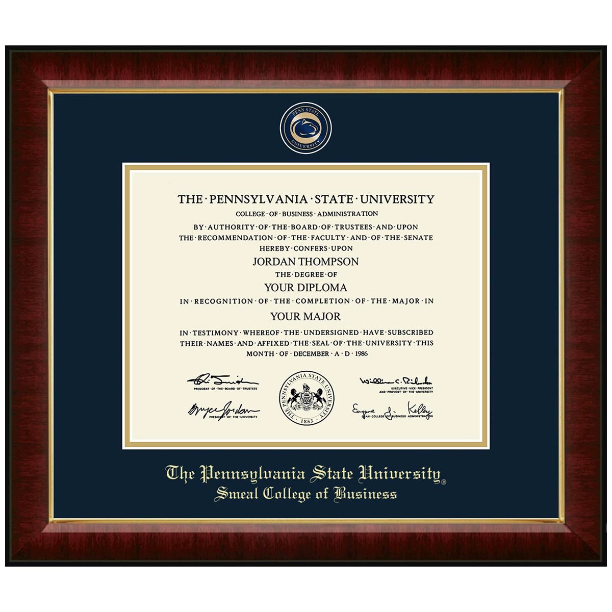 #113 Smeal College of Business diploma frame Masterpiece Medallion in Murano (Cherry)